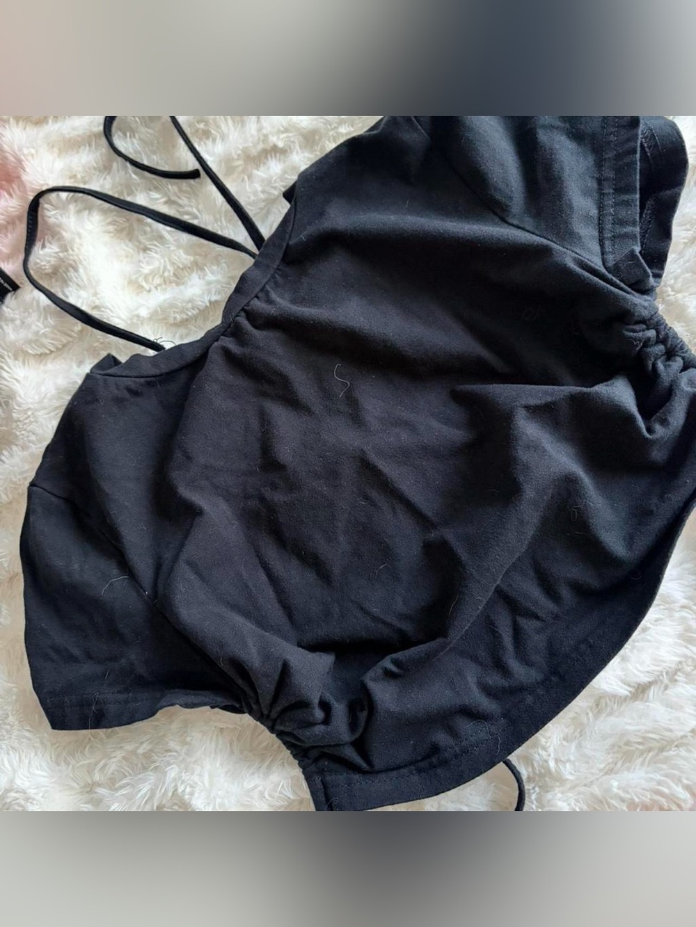 SHEIN black open back crop top